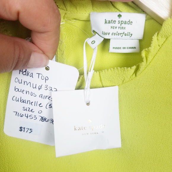 kate spade adra  neon green  top size 0 - Picture 4 of 5